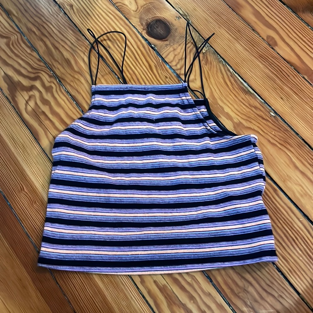 striped tank top with noodle thin straps in perfect condition. by wild fable. M